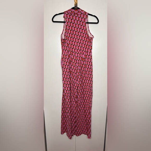 Diane Von Furstenburg DVF X Target - pink geometric collared jumpsuit Small - Picture 6 of 13